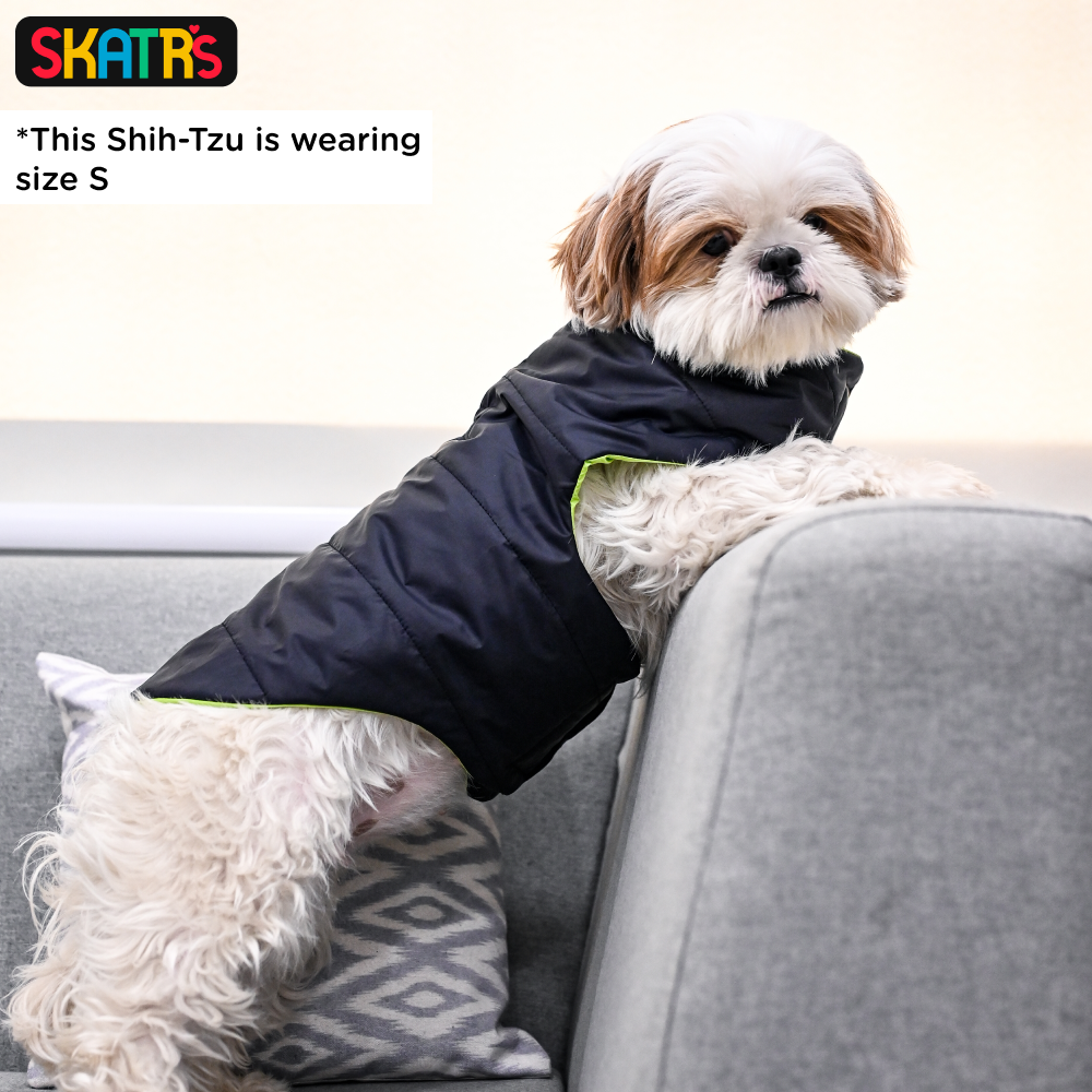 SKATRS Blue Puffer Reversible Jacket for Dogs and Cats | With Adjustable Baby Velcro