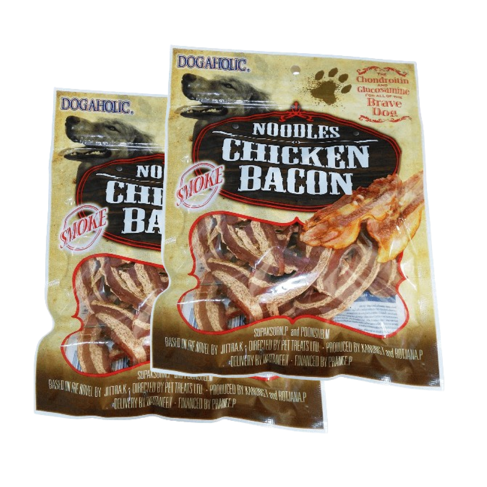 Dogaholic Noodles Smoked Chicken Bacon Strips Dog Treats
