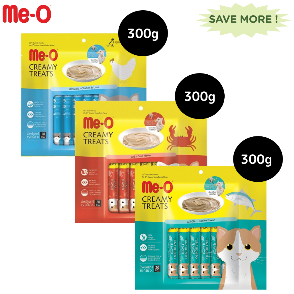 Me O Creamy Chicken & Liver, Crab, Bonito Cat Treat Combo Cats-Treats & Others Me O 3x300g (60pcs)