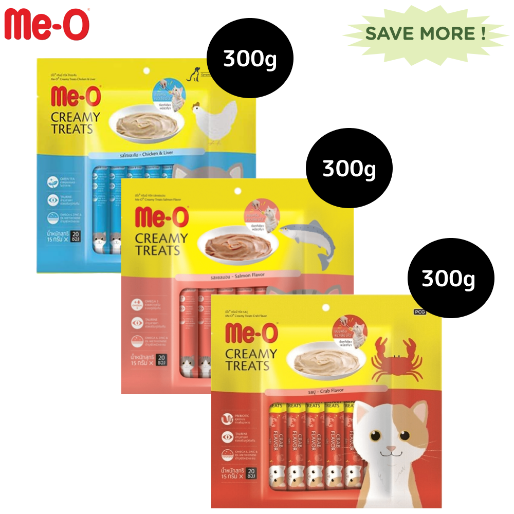 Me O Creamy Chicken & Liver, Crab and Salmon Cat Treat Combo Cats-Treats & Others Me O 3x300g (60pcs)