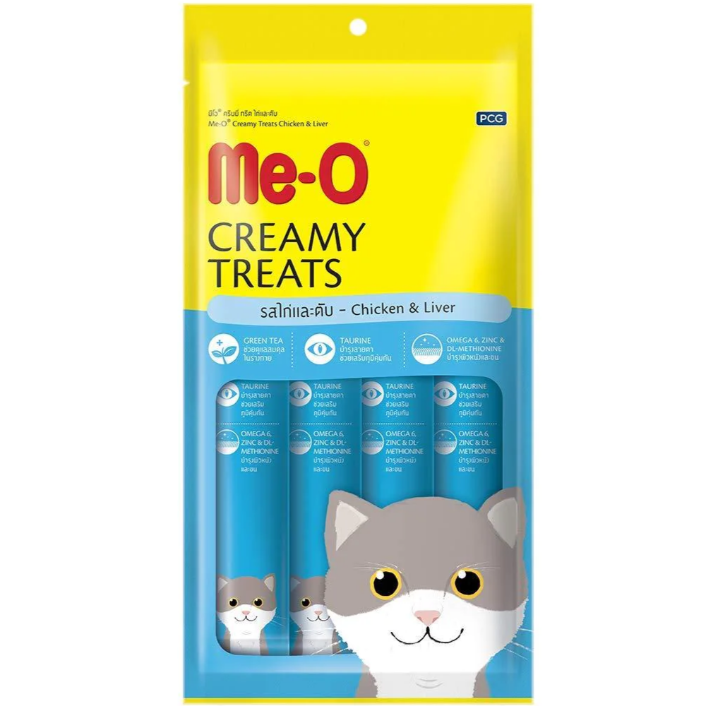 Me O Creamy Chicken & Liver, Crab, Bonito Cat Treat Combo