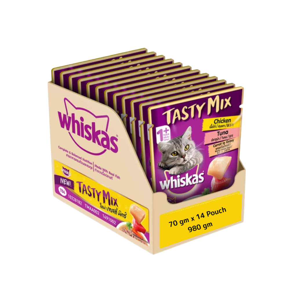 Whiskas Chicken With Tuna And Carrot in Gravy Tasty Mix Adult Cat Wet Food