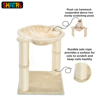 Skatrs Claw Tower Cat Tree with Hammock and Dual Scratching Post Toy (Beige)