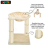 Skatrs Claw Tower Cat Tree with Hammock and Dual Scratching Post Toy (Beige)