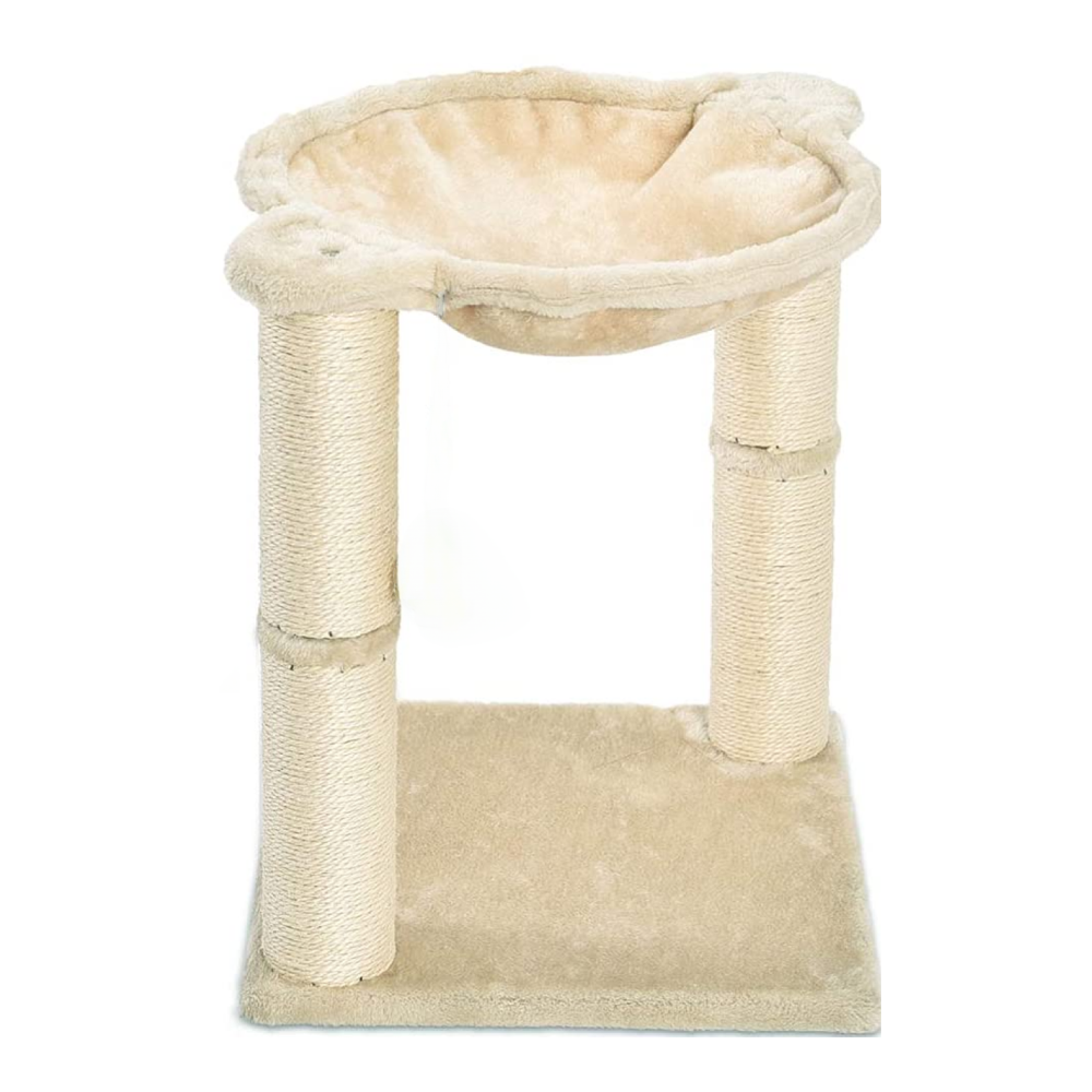 SKATRS Claw Tower Cat Tree with Hammock and Dual Scratching Post Toy(Beige)