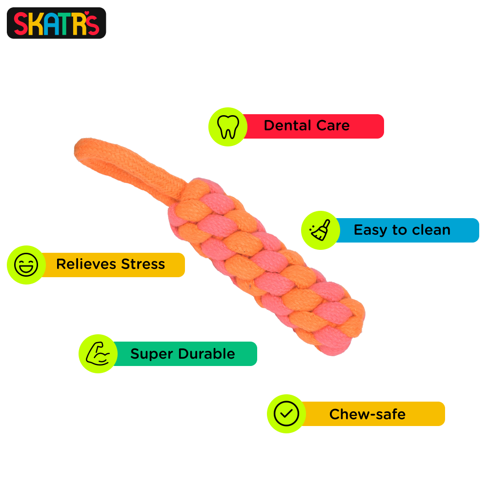 SKATRS Knotted Dummy, Knotted Ball, Dumbbell and Ball Shaped Rope Chew Toy for Dogs and Cats Combo
