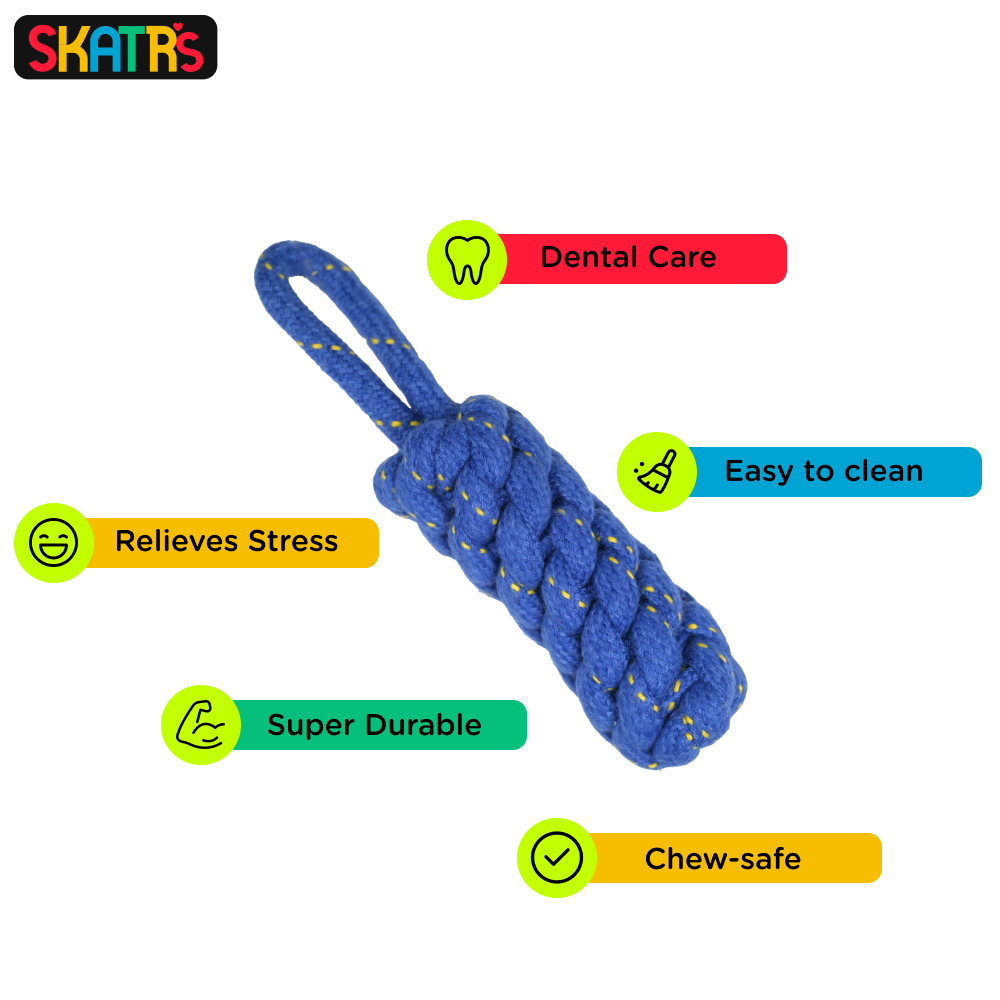 SKATRS Dummy Knotted Rope Chew Toy for Dogs and Cats (Blue)