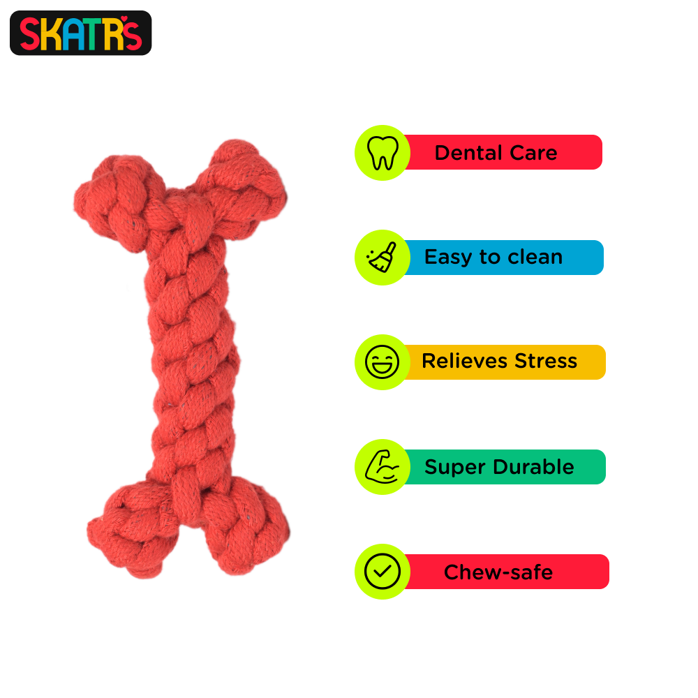 Skatrs Ball, Bone Shaped and Knotted Ball with Handel 3 in 1 Combo Rope Chew Toy for Dogs and Cats