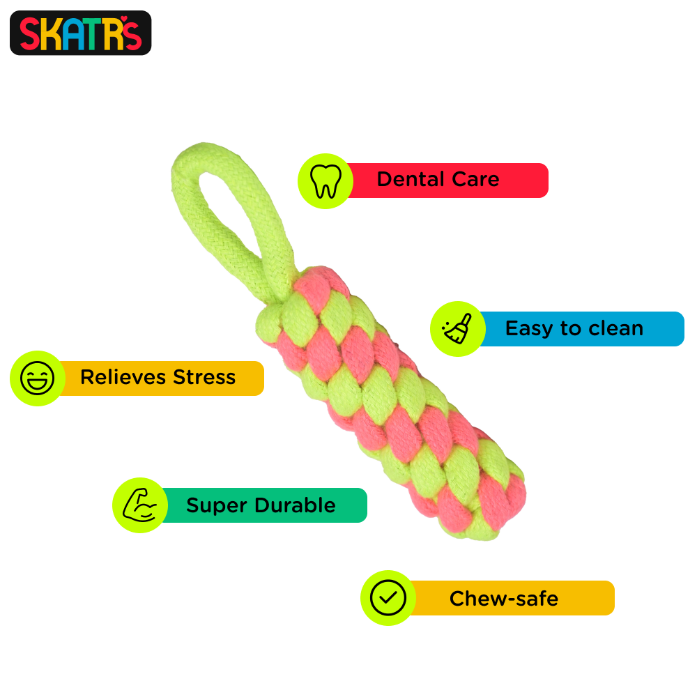 SKATRS Dummy Knotted, Ball and Bone Shaped Rope Chew Toy Combo for Dogs and Cats