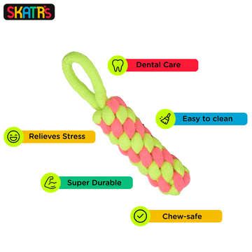 Skatrs Dummy Knotted, Ball and Bone Shaped Rope Chew Toy Combo for Dogs and Cats