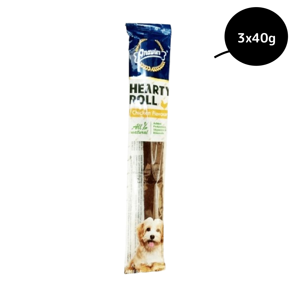 Gnawlers Hearty Roll Chicken Flavoured Dog Treats (5 inch) Dog Treats + Others Gnawlers 3x40g