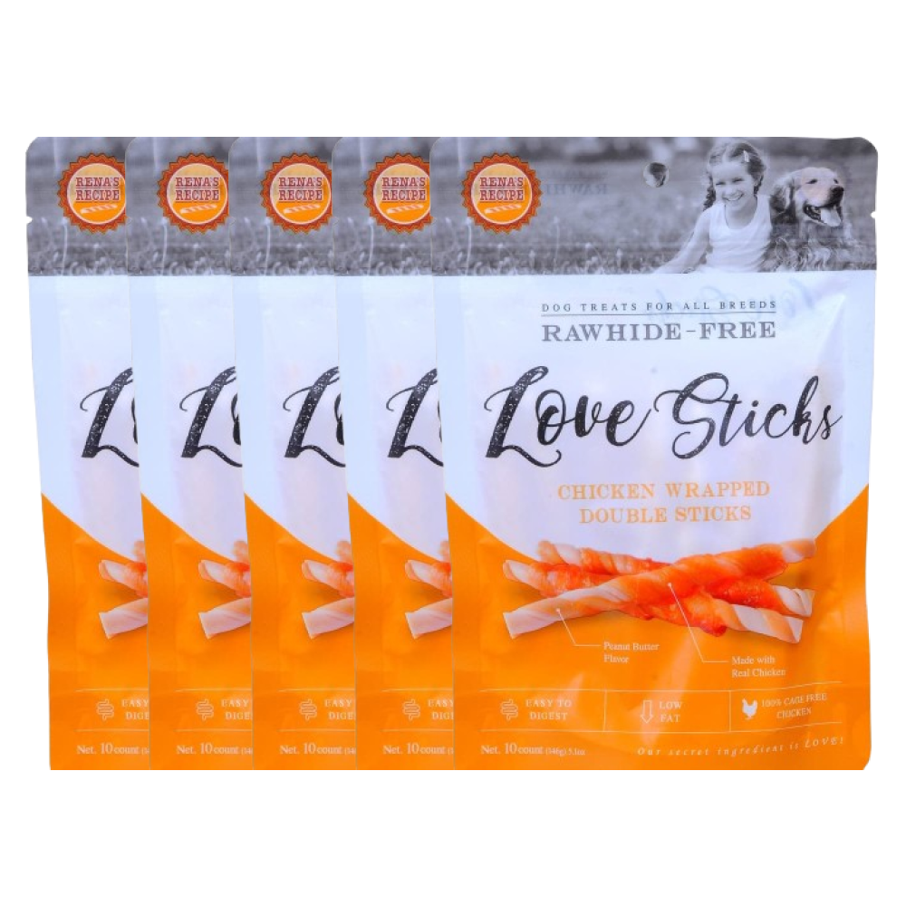 Rena Love Chicken Wrapped Double Sticks Dog Treats