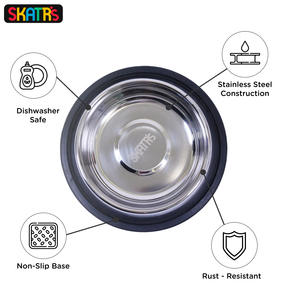 Skatrs Anti Skid Stainless Steel Bowl for Dogs and Cats Both-Bowls & Feeders Skatrs