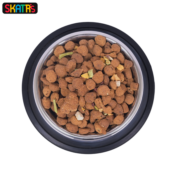 SKATRS Anti Skid Stainless Steel Bowl and Pedigree Chicken and Vegetables Adult Dry Dog Food Combo