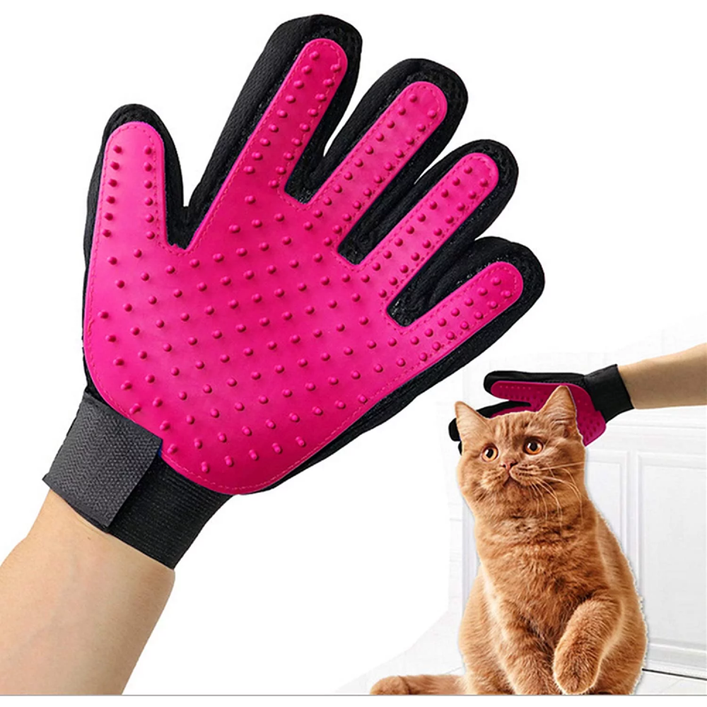 Kiki N Pooch True Touch Grooming Gloves for Dogs and Cats (Pink)