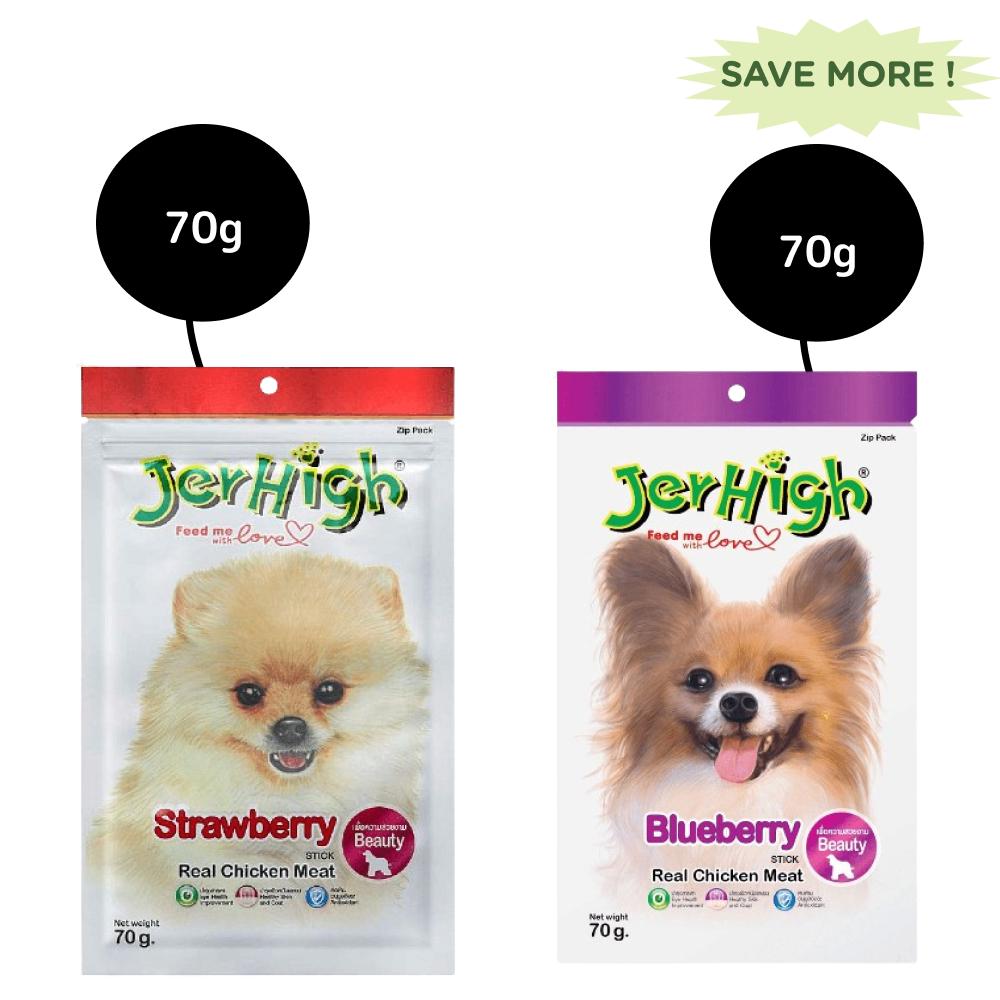 JerHigh Chicken Blueberry And  Chicken Strawberry Dog Treats Combo