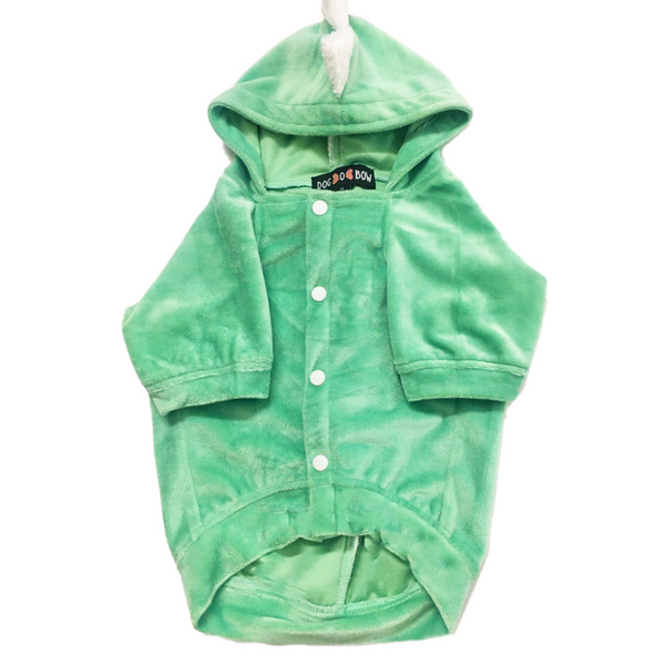 Dogobow The Good Dino Hoodie for Dogs and Cats (Teal Green/White) (Get a Bow Free)