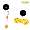 Trixie Playing Rope with Woven in Ball and Dumbbell Vinyl Toy Combo for Dogs Dogs-Toys Trixie Pack of 2
