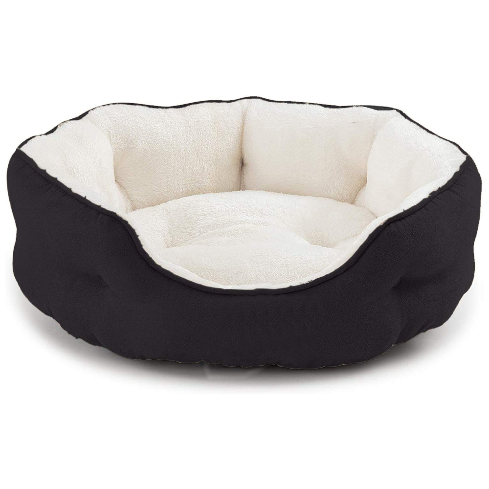 Fluffy's Pawsome Round Washable Bed for Dogs and Cats (Black) Both-Bedding, Mats & Travel Supplies Fluffy's S