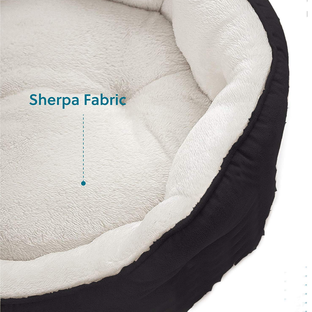 Fluffy's Pawsome Round Washable Bed for Dogs and Cats (Black) Both-Bedding, Mats & Travel Supplies Fluffy's