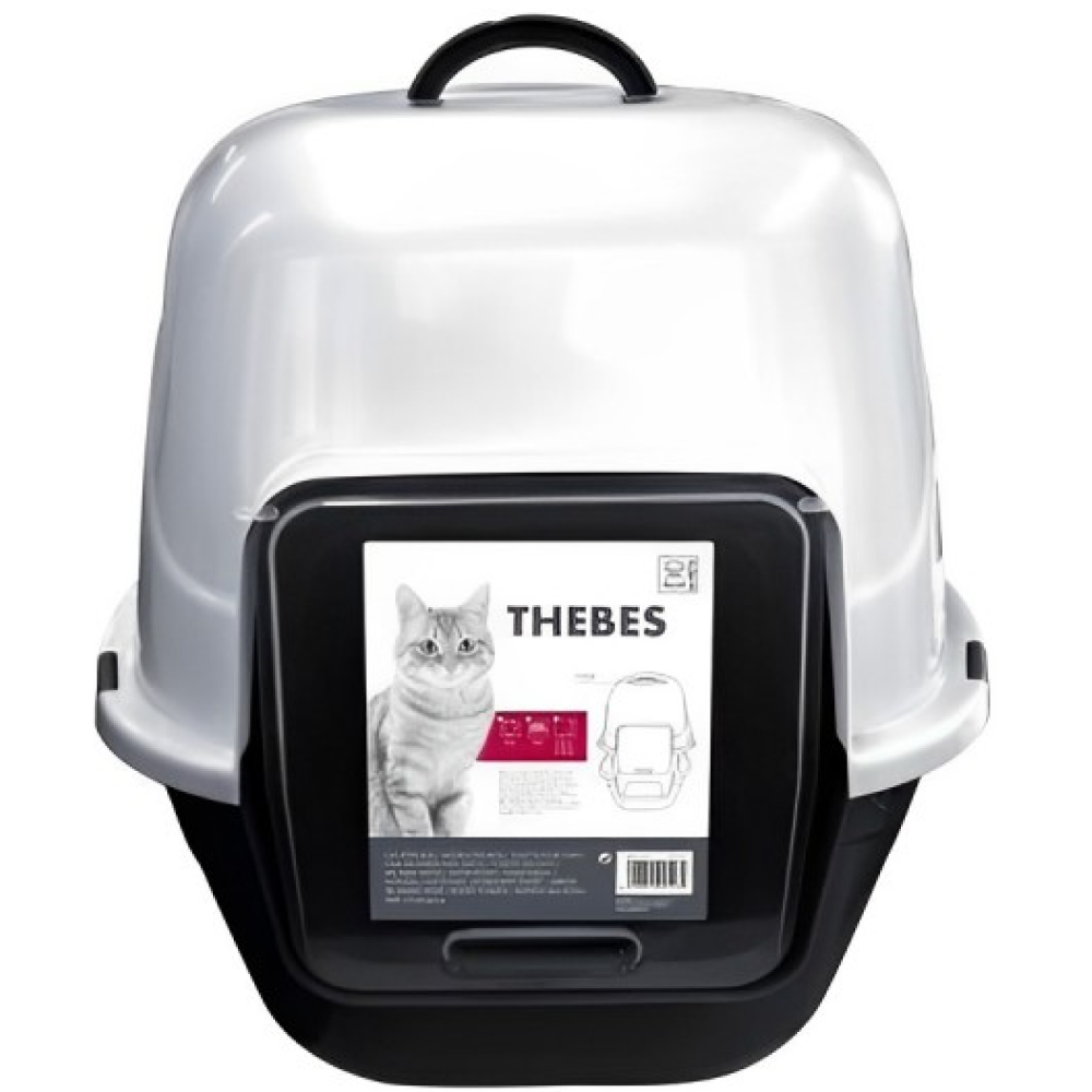 M Pets THEBES Litter Box for Cats (Black/White)