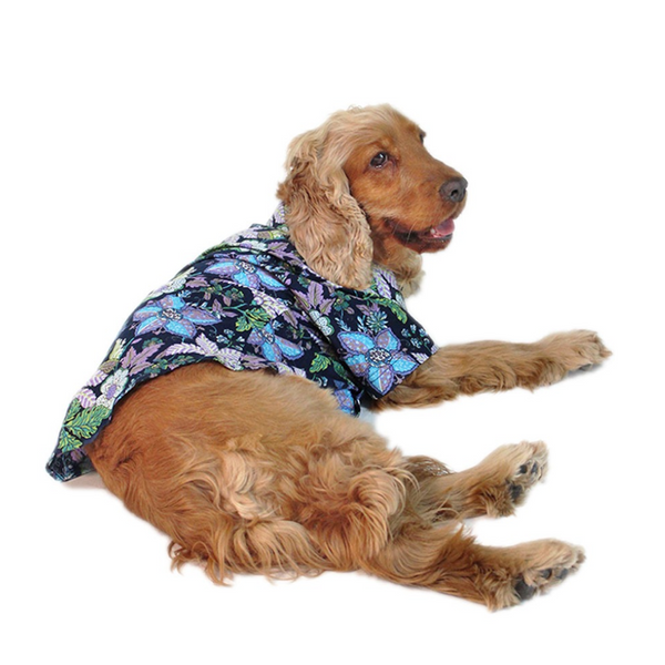 Dogobow Floral Shirt for Dogs and Cats (Navy Blue) (Get a Bow Free)