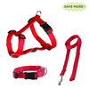 Trixie Classic H Harness, Lead Leash and Collar for Dogs Combo (Red) - S Dogs-Collar, Leashes, harnesses Trixie Set of 3