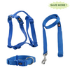 Trixie Premium H Harness, Premium Leash and Collar for Dogs Combo (Royal Blue) - L Dogs-Collar, Leashes, harnesses Trixie Set of 3