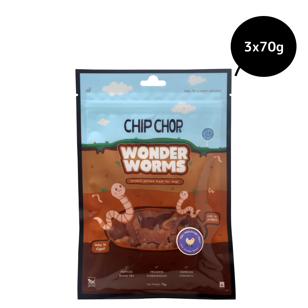 Chip Chops Wonder Worms Mini Chicken Bones with Mealworms Dog Treats
