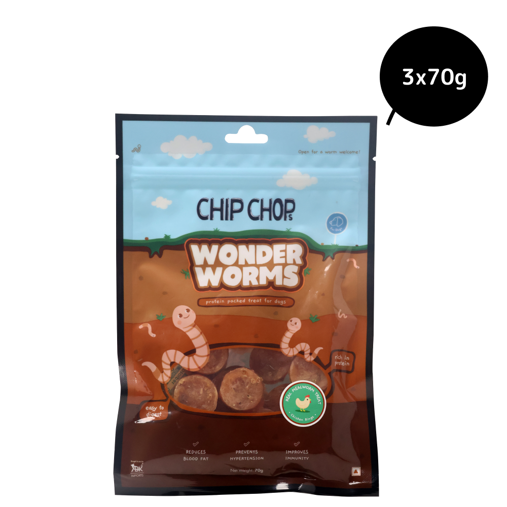 Chip Chops Wonder Worms Chicken Rings with Mealworm Dog Treats
