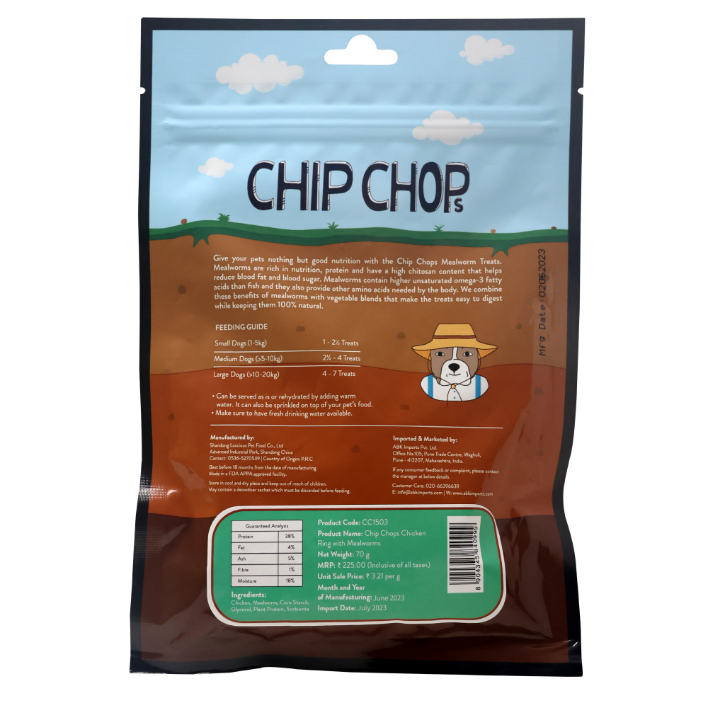 Chip Chops Wonder Worms Chicken Rings with Mealworm Dog Treats