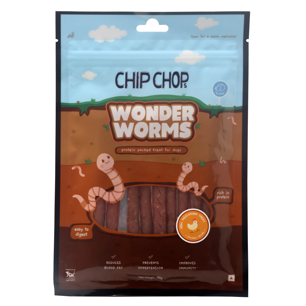 Chip Chops Wonder Worms Chicken Sticks with Mealworms Dog Treats