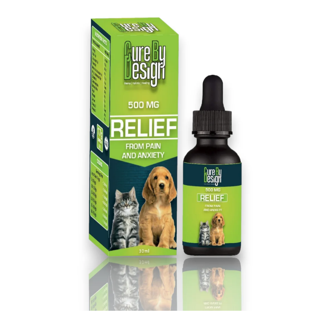 Cure By Design 500mg CBD Relief Oil for Dogs and Cats Both-Health & Wellness Cure by design