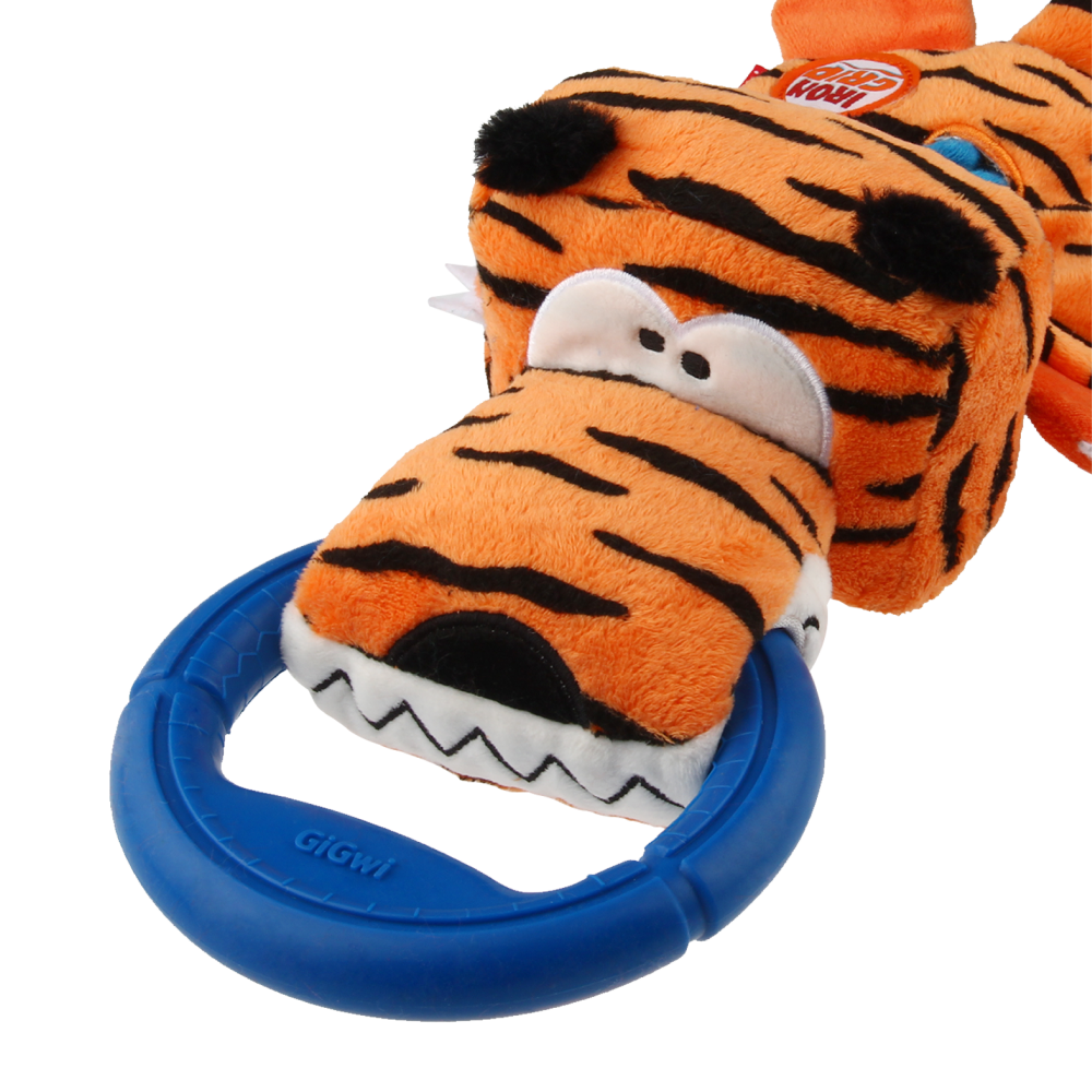 GiGwi Iron Grip Tiger Plush with TRP Handle Toy for Dogs