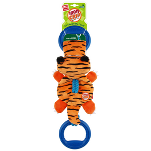 GiGwi Iron Grip Tiger Plush with TRP Handle Toy for Dogs (Orange)