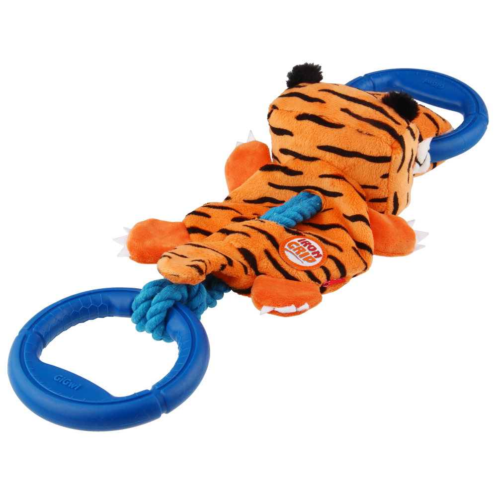 GiGwi Iron Grip Tiger Plush with TRP Handle Toy for Dogs