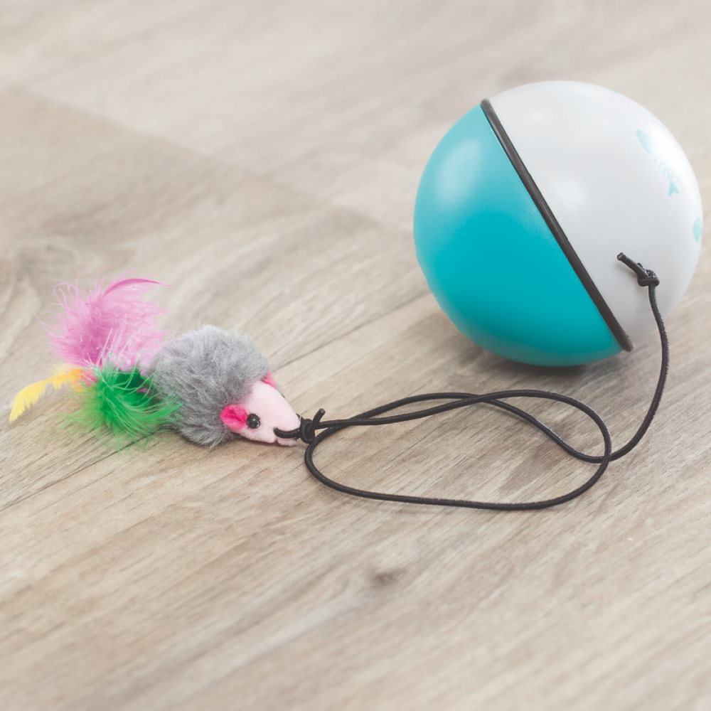 Trixie Turbinio Ball with Motor and Mouse Toy for Cats (Blue/White) Cats-Toys Trixie 9cm