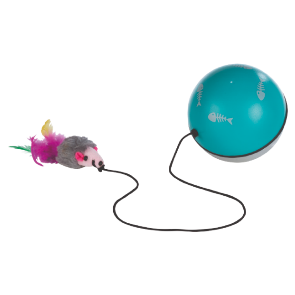 Trixie Turbinio Ball with Motor and Mouse Toy for Cats (Blue/White) Cats-Toys Trixie