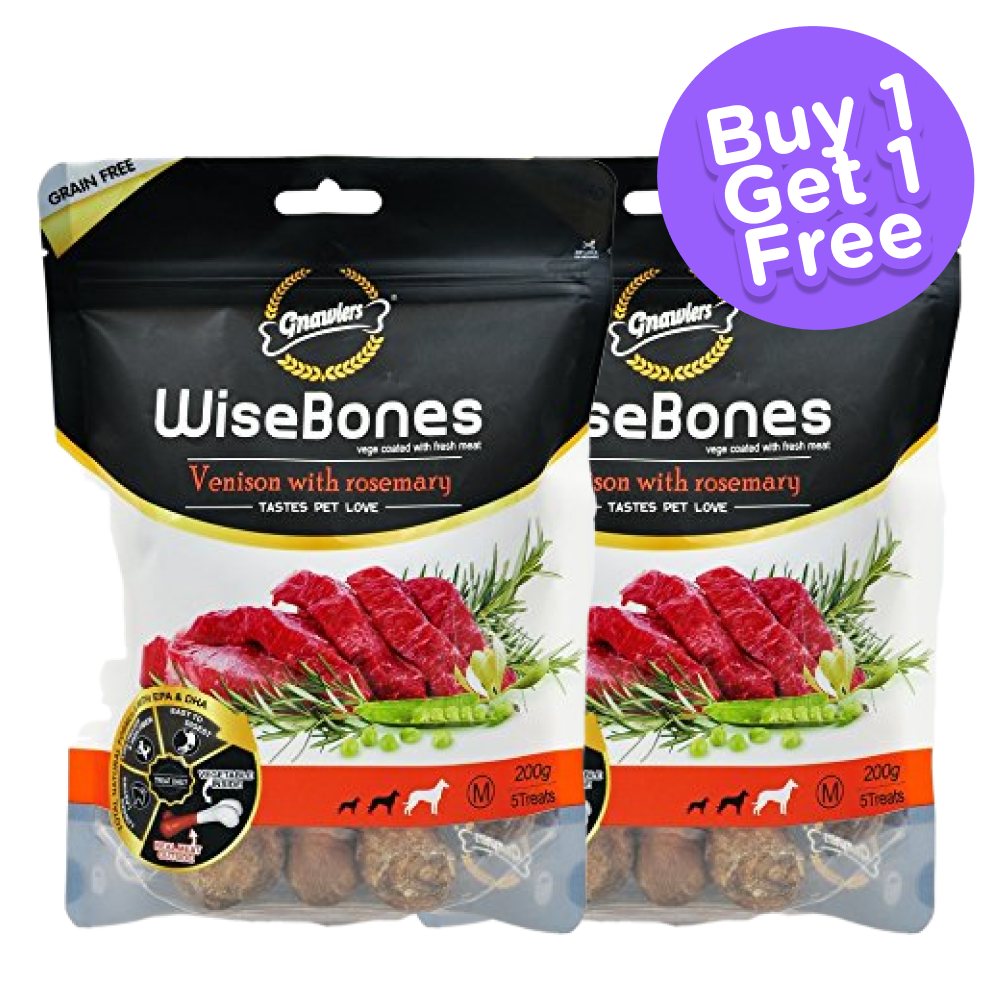 Gnawlers WiseBones Venison with Rosemary Dog Treats (Medium) (Buy 1 Get 1) (Limited Shelf Life)