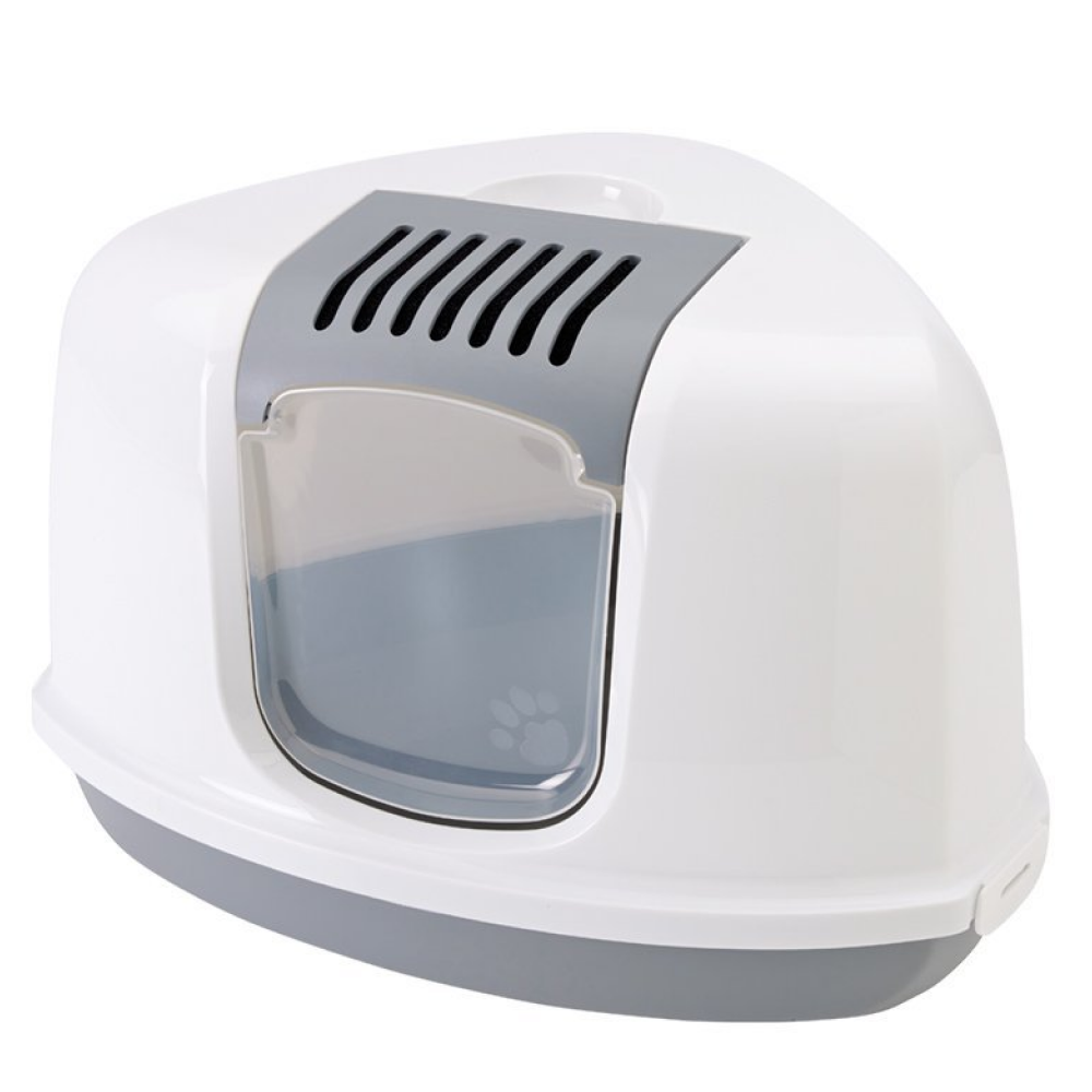 Savic Nestor Corner Toilet Home for Cats (White/Grey) Litter Supplies Savic 23x18x16in