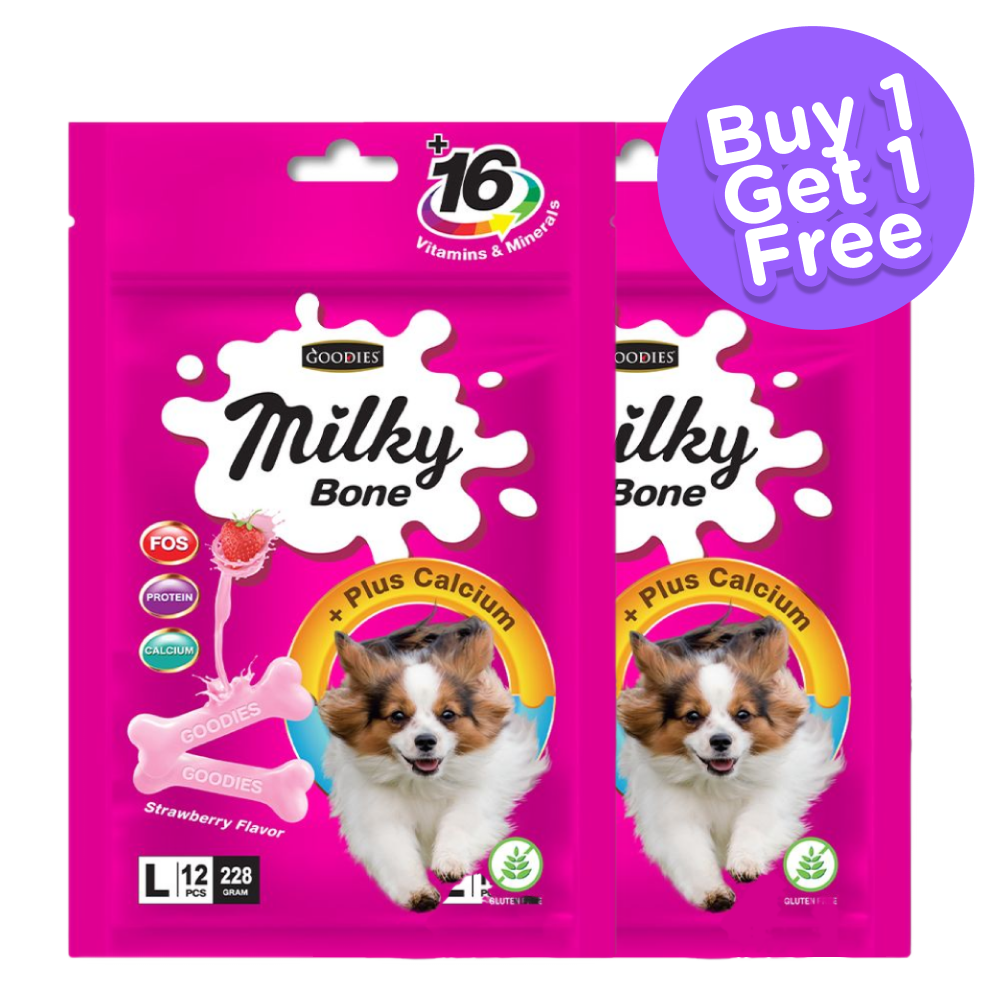Goodies Milky Bone Strawberry Dog Treats (Buy 1 Get 1) (Limited Shelf Life)