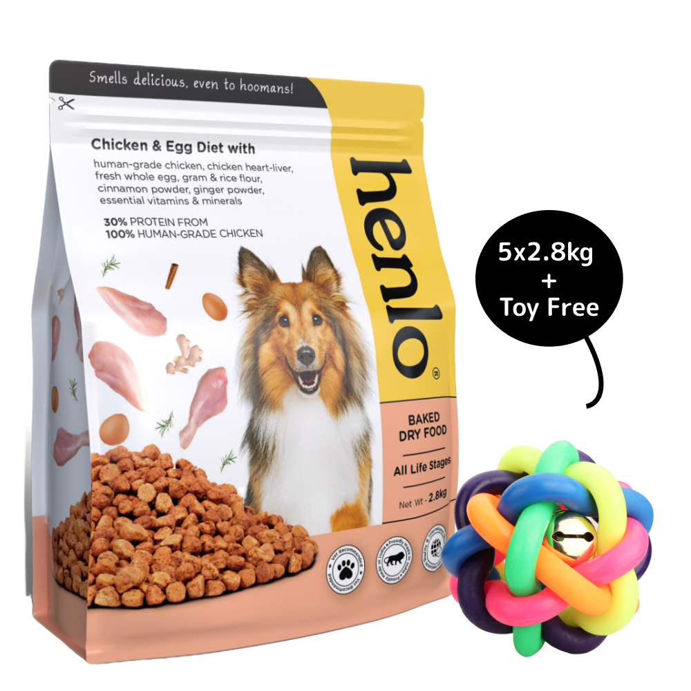 Henlo Chicken and Egg Baked Dry Food for Adult Dogs & Puppies | 100% Human Grade Ingredients (Get Free Skatrs Toy Free)