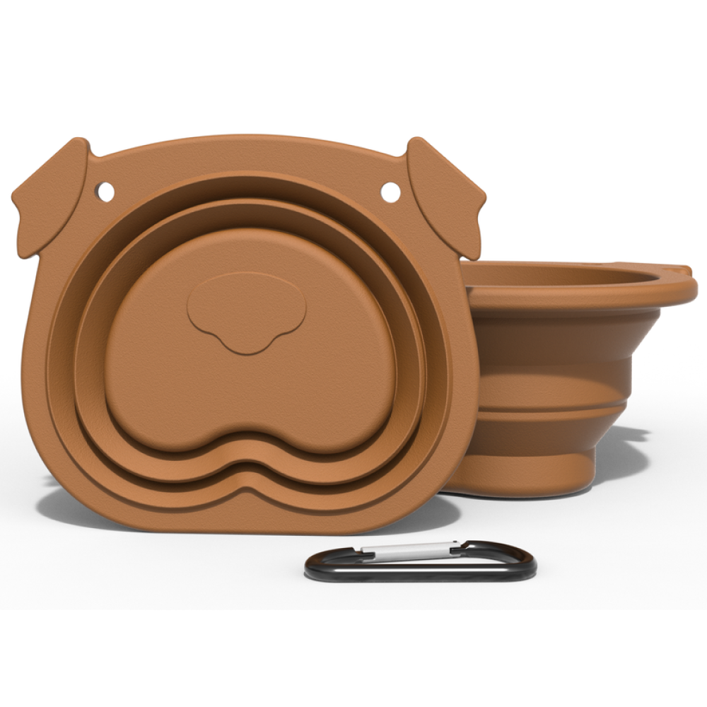 Talking Dog Club Foldable Travel Bowl for Dogs (Brown)