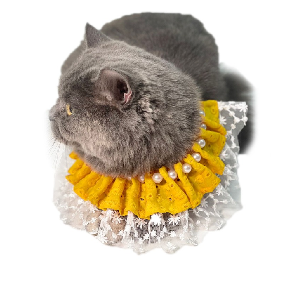 Dogobow Pearl Neck Tutu for Dogs and Cats (Yellow) (Get a Bow Free)