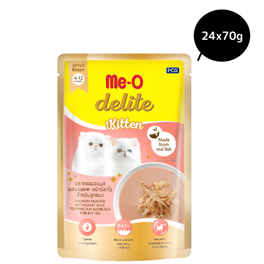 Me O Delite Salmon Moose Gravy Kitten Wet Food Cats-Wet Food Me O 24x70g