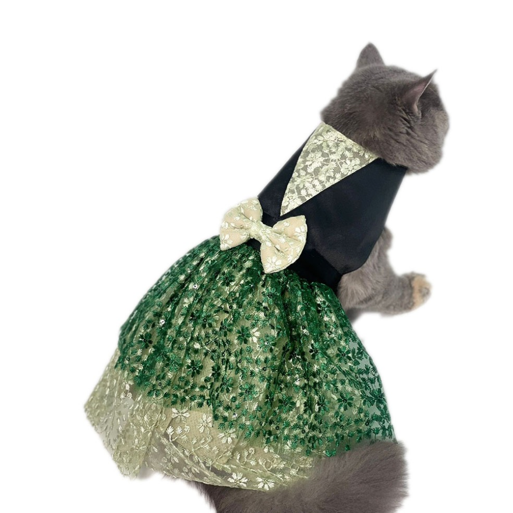 Dogobow Princess Dress for Dogs and Cats (Green) (Get a Bow Free)