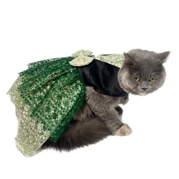 Dogobow Princess Dress for Dogs and Cats (Green) (Get a Bow Free)