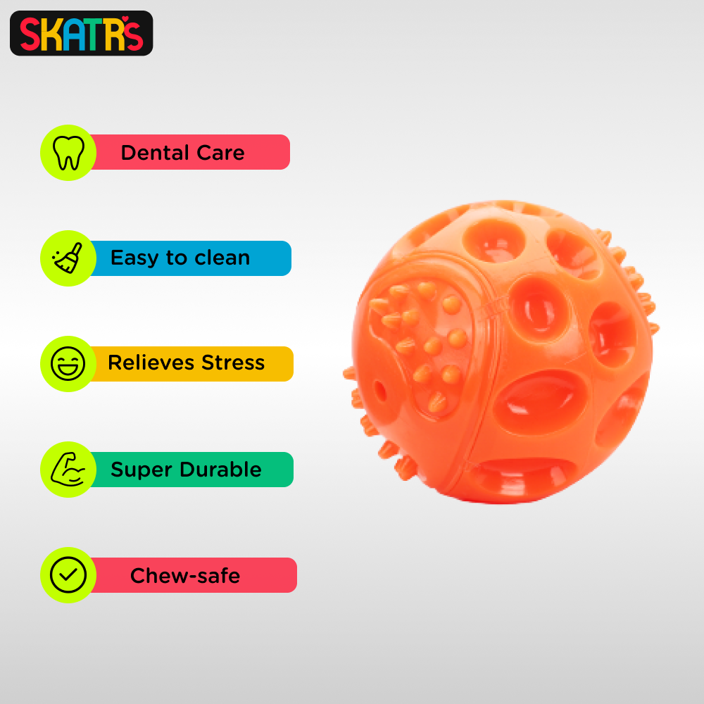 Skatrs Rubber Squeezy Ball Toy for Dogs and Cats