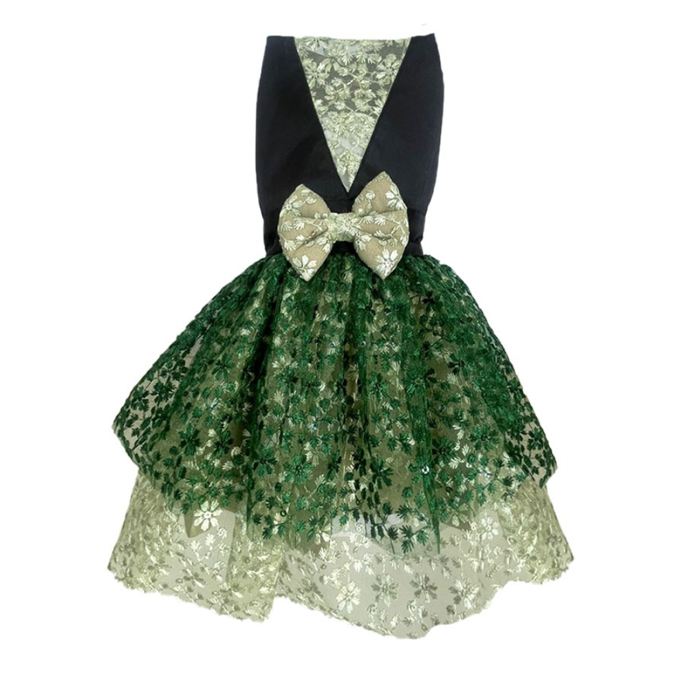 Dogobow Princess Dress for Dogs and Cats (Green) (Get a Bow Free)