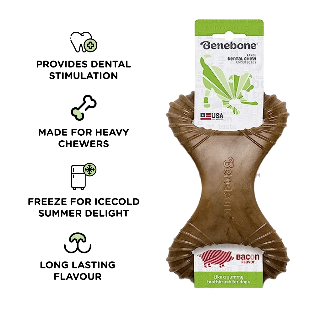 Benebone Bacon Flavored Dental Chew Toy for Dog | For Aggressive Chewers Dogs-Toys Benebone
